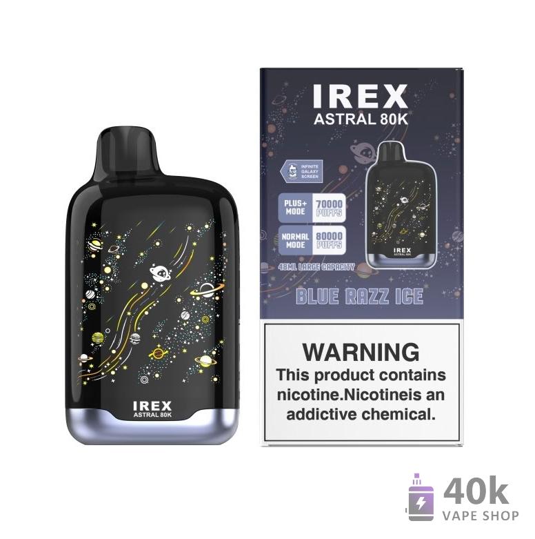 IREX Astral 80000 Vape jetable - 80K bouffées, rechargeable, écran intelligent