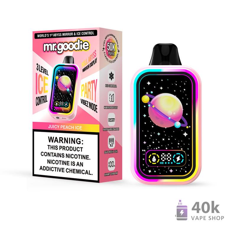 Одноразовий вейп Mr. Goodie Abyss Mirror Disposable - 50 000 затяжок, регульовані дисплеї льоду
