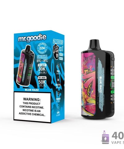 Mr. Goodie SHISHA Vape jetable bi-mode - 50K bouffées, flux d'air réglable