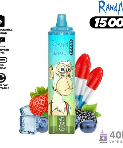 RandM Tornado 15000 Vape usa e getta - 15000 boccate, 25 ml di e-liquido e display a LED