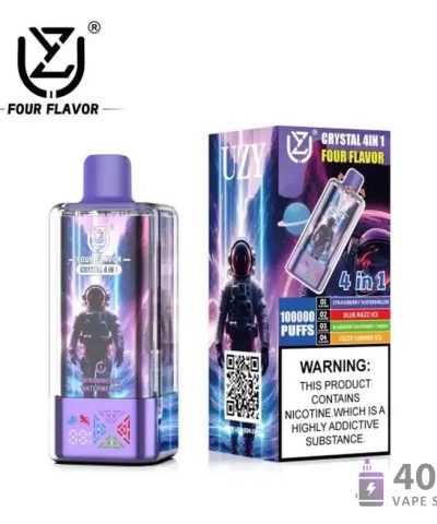 Vapeur jetable 4 en 1 UZY Crystal avec quatre arômes et 100 000 bouffées