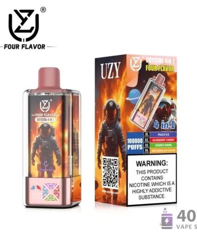 Vue alternative de UZY Crystal 4 in 1 Disposable Vape with Quad Flavors and 100,000 Puffs
