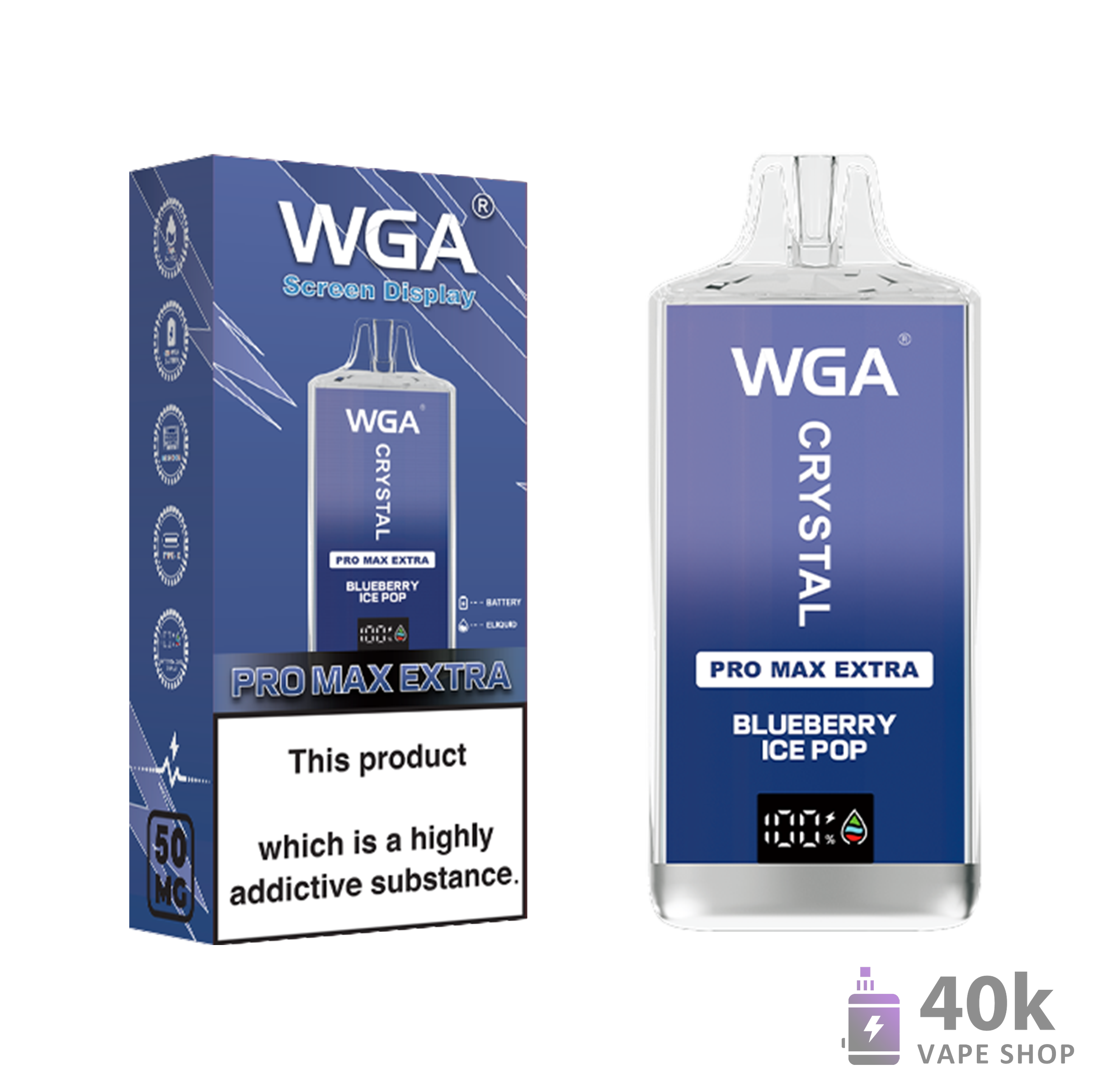 Wga Crystal Pro Max Extra 15000 Puffs Disposable Vape - 5% Nicotine - Billede 6