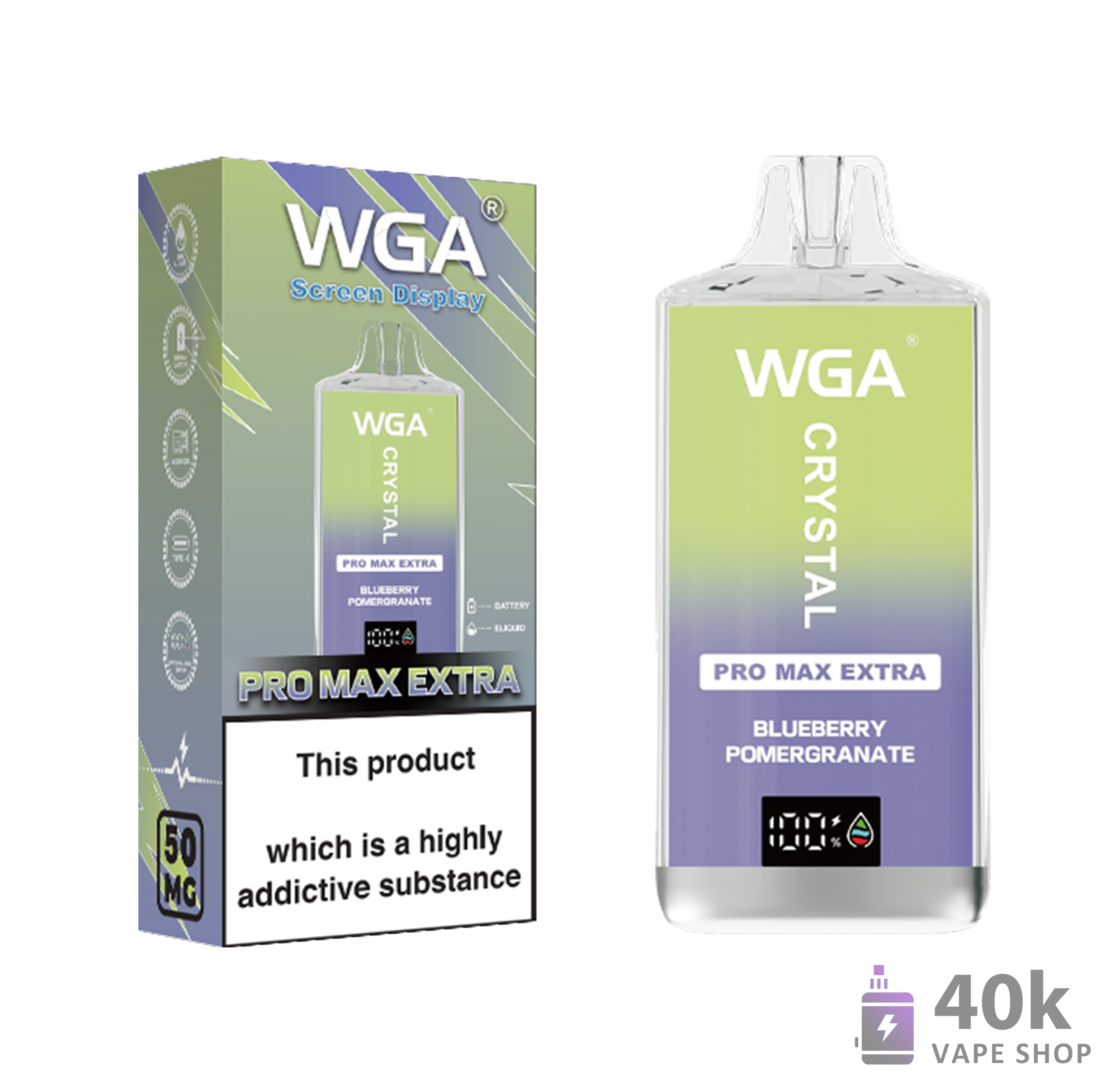 Wga Crystal Pro Max Extra 15000 Puffs Disposable Vape - 5% Nicotine - Billede 2