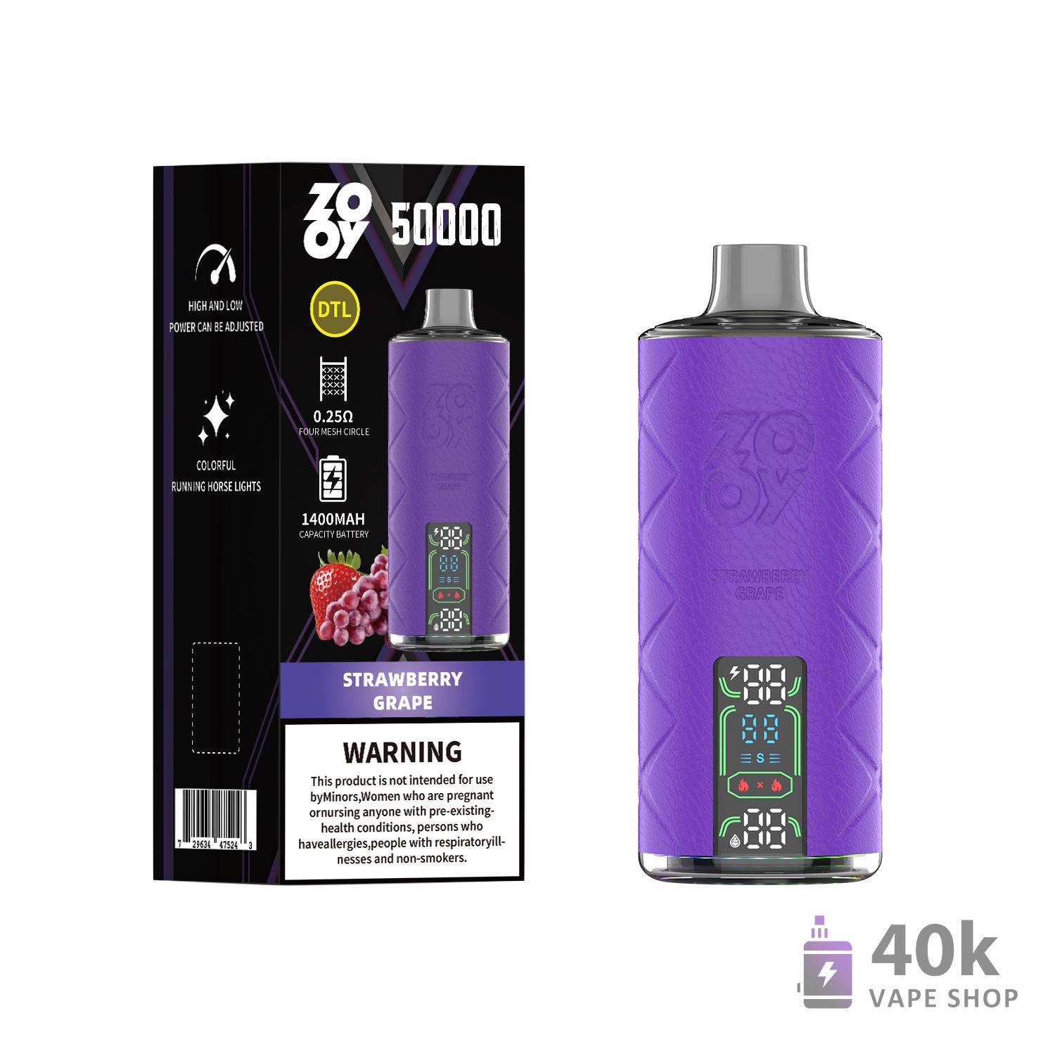 Zooy Shisha 50000 bouffées Vape jetable Kit rechargeable